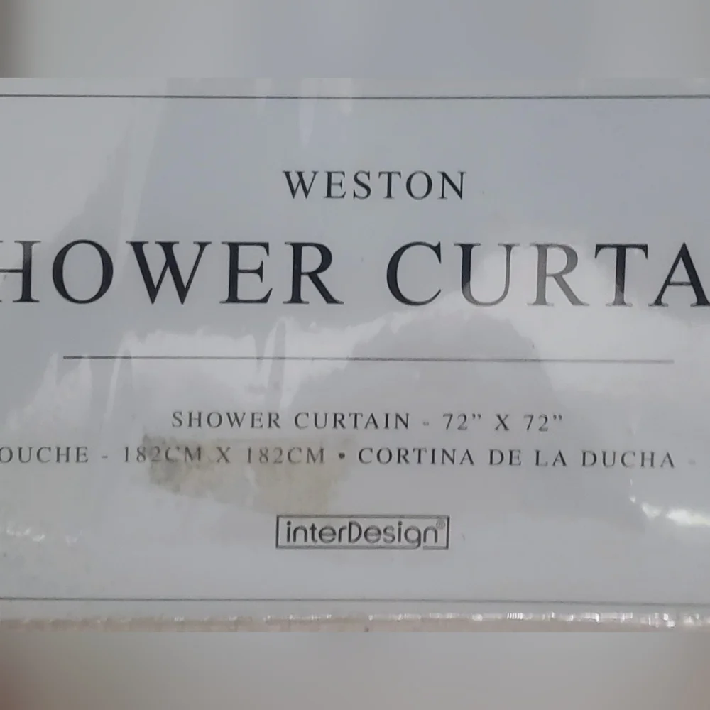 Black Weston Shower Curtain and Zenith Hooks Brushed Nickel NWT